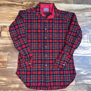 Vintage Pendleton Wool Flannel Board Shirt Men’s Medium M Red Plaid Made in USA